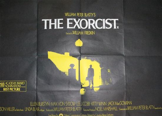 Four Quad film posters, inc. The Exorcist I & II, Prophecy, Damien-Omen II and The Devils Own three-sheet poster (5, folded)